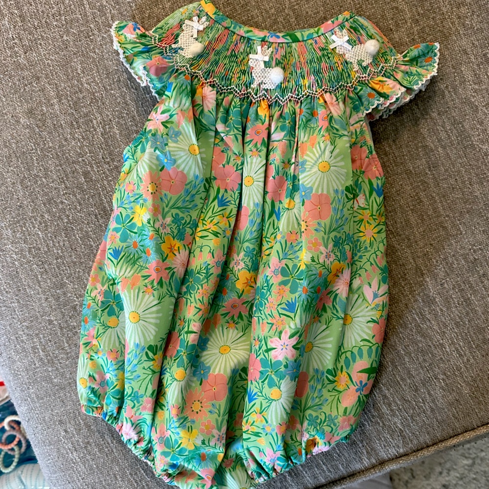 Floral Bunny Bubble Romper
